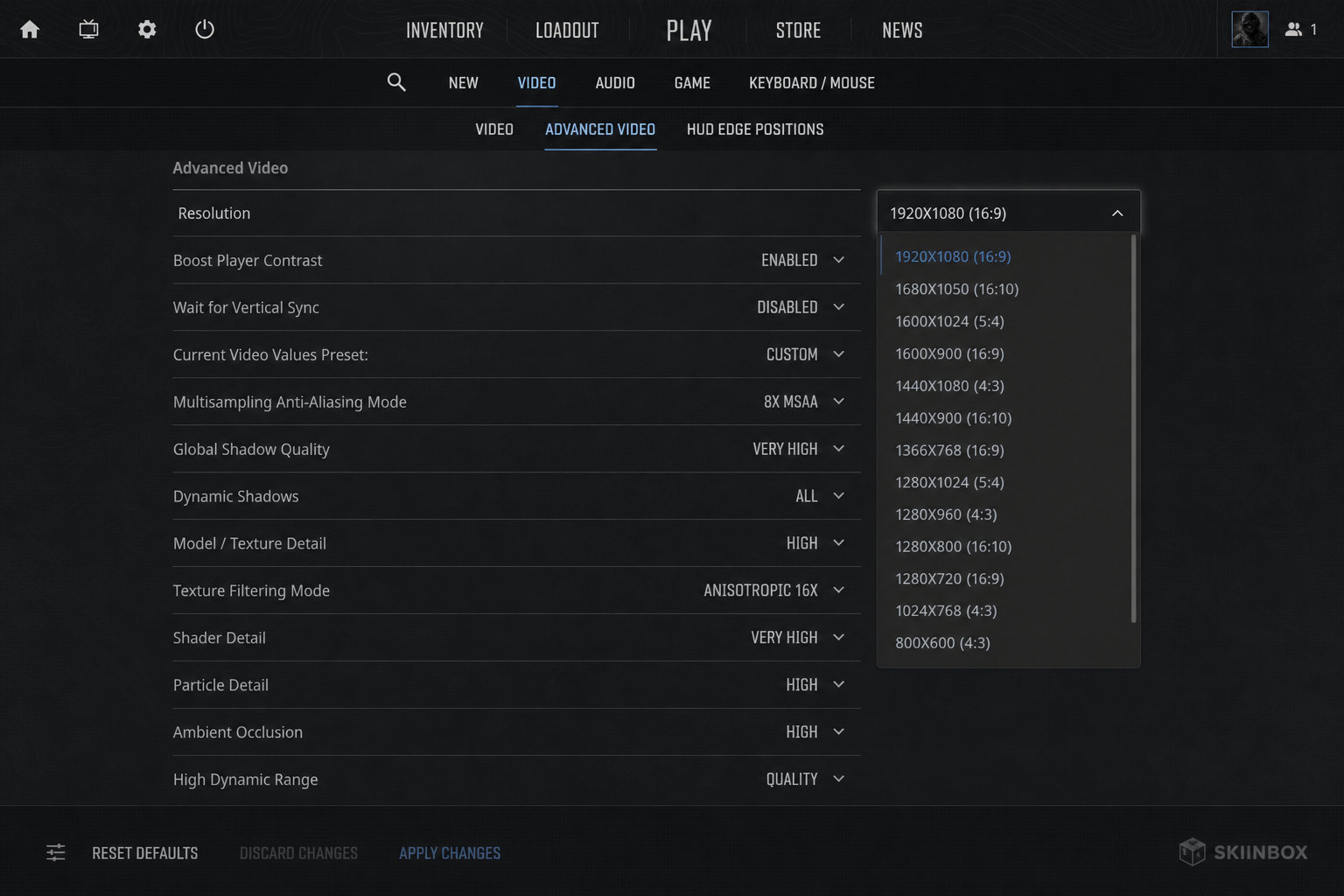 CS2 video settings menu