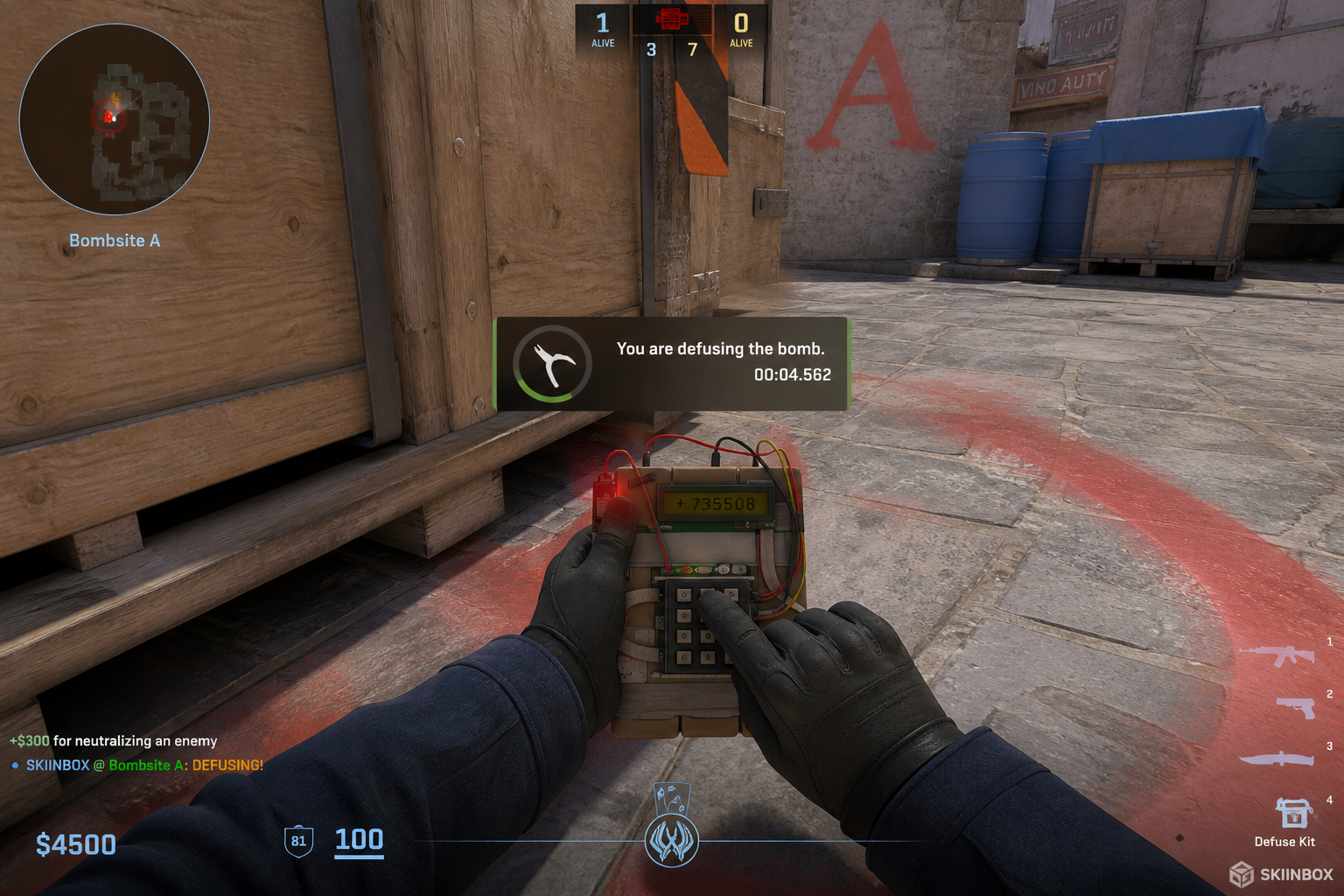 CS2 defuse kit practice