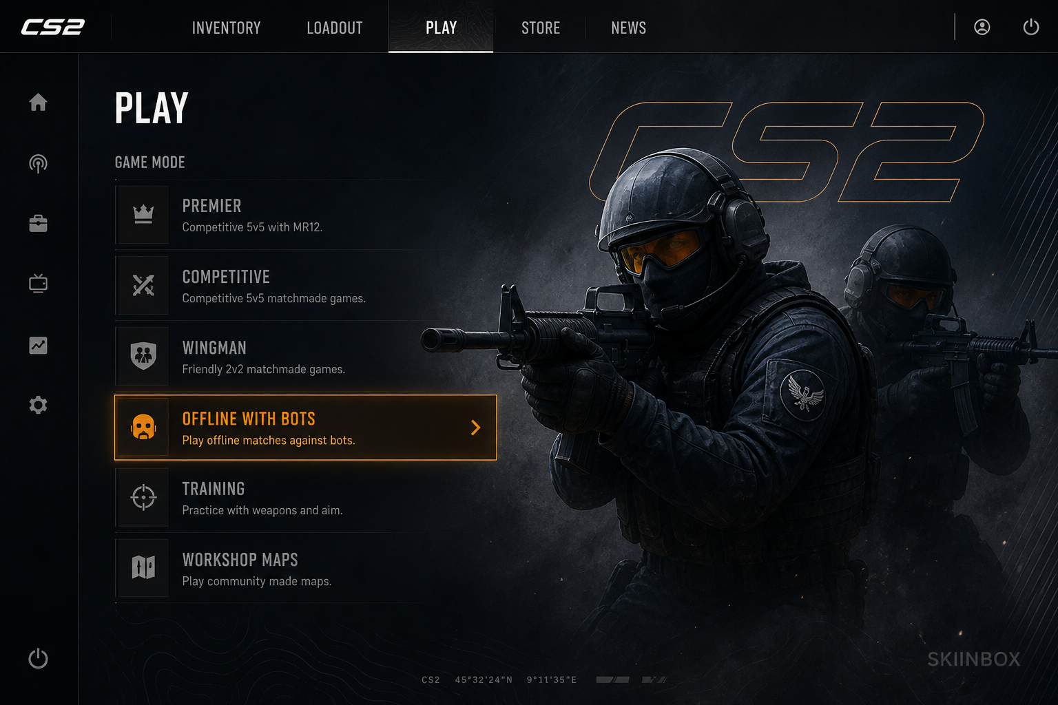 CS2 Play menu Offline With Bots