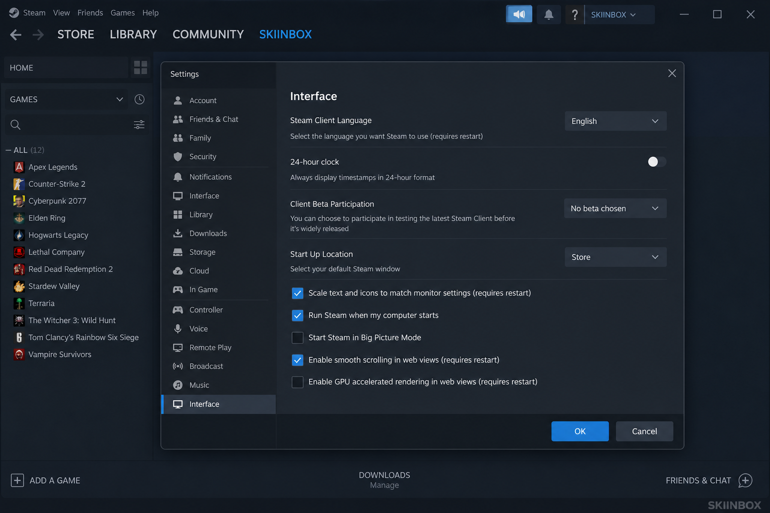 Steam language settings