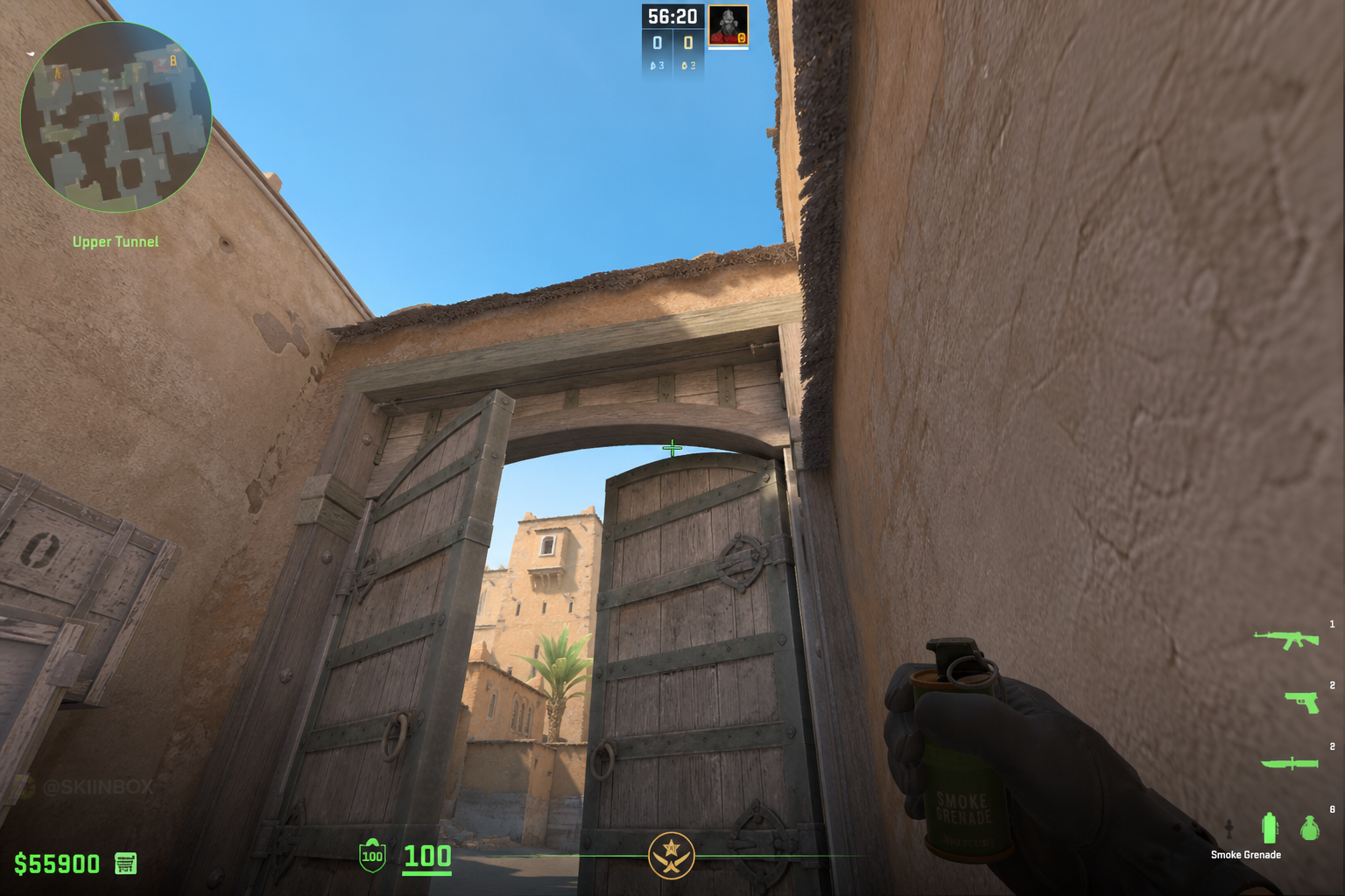Dust2 B doors smoke from tunnels aim