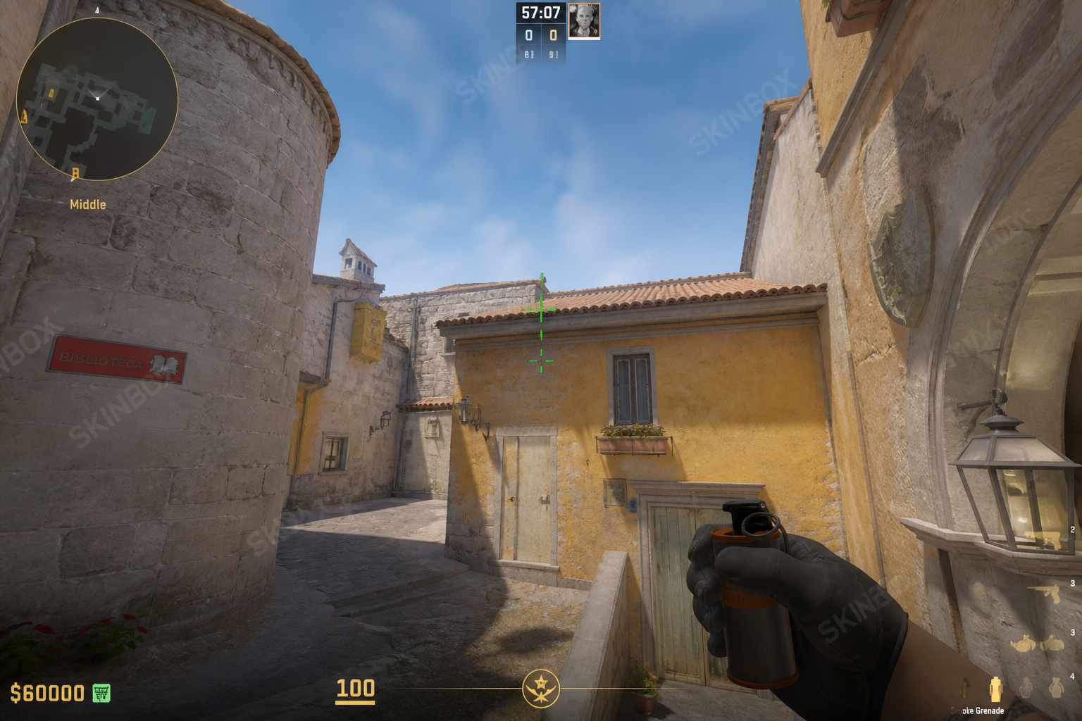 Inferno library smoke from mid aim