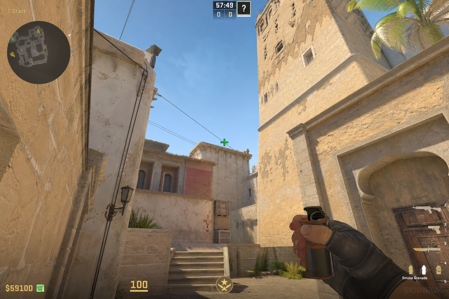 Mirage stairs smoke aim from T spawn